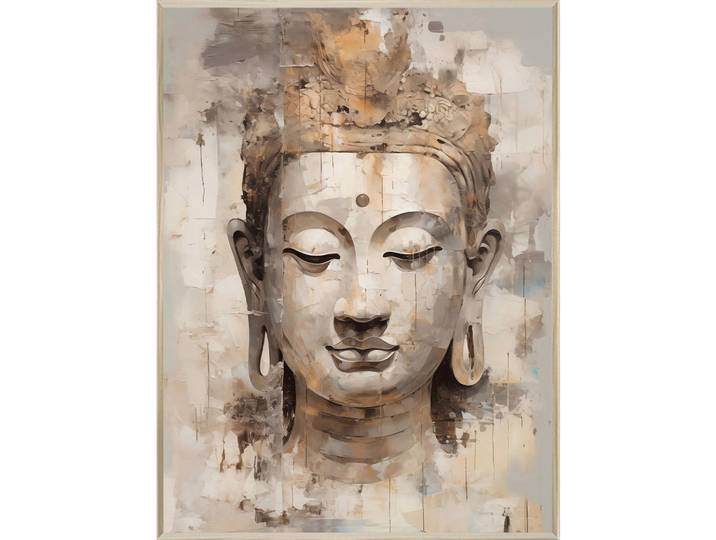 Metallbild Spirituality I, Mehrfarbig, Metall, Buddha, quadratisch, 60x80x4 cm, gerahmt, Bilder & Rahmen, Bilder, Holz & Metallbilder