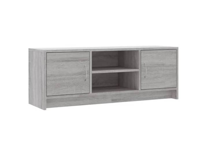KGFHERENB TV-Schrank Grau Sonoma, Fernsehtisch 102x30x37,5 cm Vielseitiges Medienregal mit 4 geschlossenen Fächern, ideal für Ordnung im Schlafzimmer und Jugendzimmer.