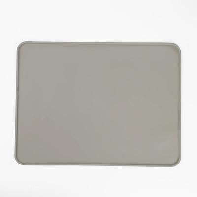 Inspired Living PawGuard Silicone Pet Feeding Mat Pet Feeding Mat For Cats & Dogs With Waterproof Raised Edge & Non Slip Design light Gray