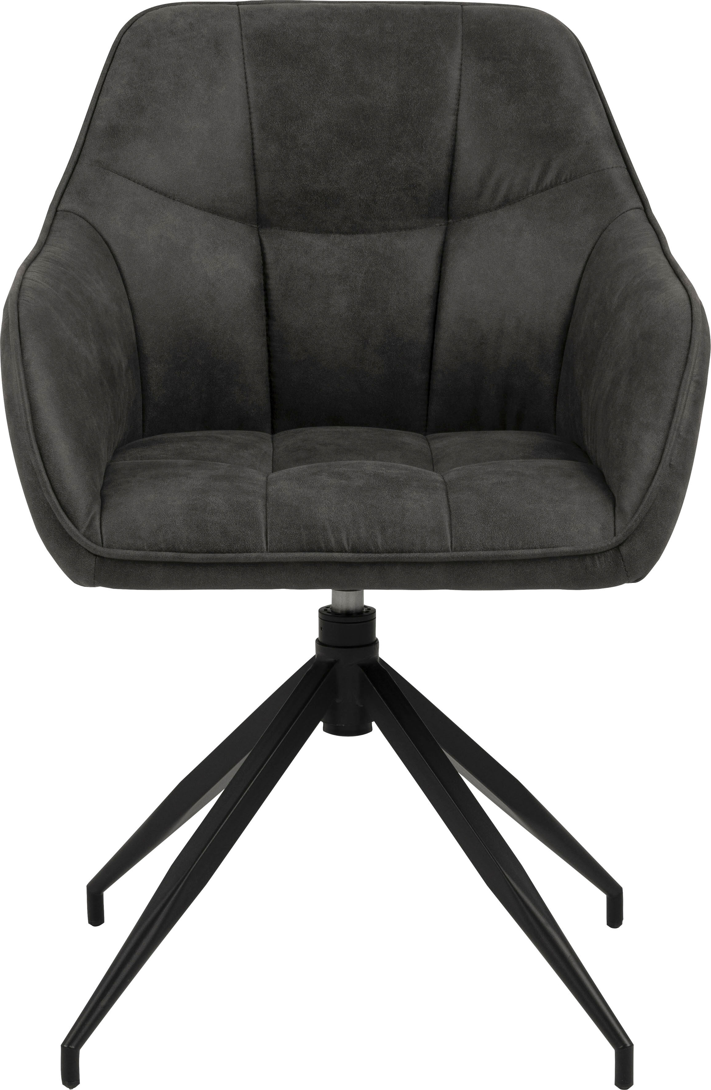 Esszimmerstuhl ACTONA GROUP "Beate", grau (anthrazit, matt schwarz, anthrazit), B:59cm H:85cm T:55cm, Polyester, Stoff, Stühle, Esszimmerstuhl, mit edlem Samtstoff und modernen quadratischen Nähten