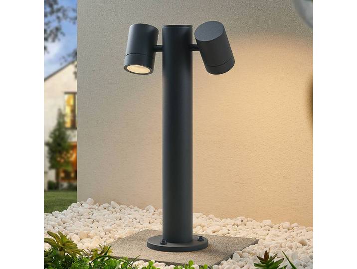 Sockelleuchte außen Maloney Lucande, dimmbar, schwarz, Aluminium, Modern