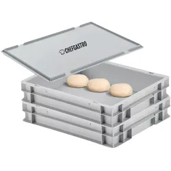 CHEFGASTRO Mega Deal 2x Pizzateigbehälter mit 1x Deckel | HxBxT 8,5x30x40cm | 9 Liter | Stapelbare Pizzaballenbox Pizzaballenbehälter Pizzateigbox