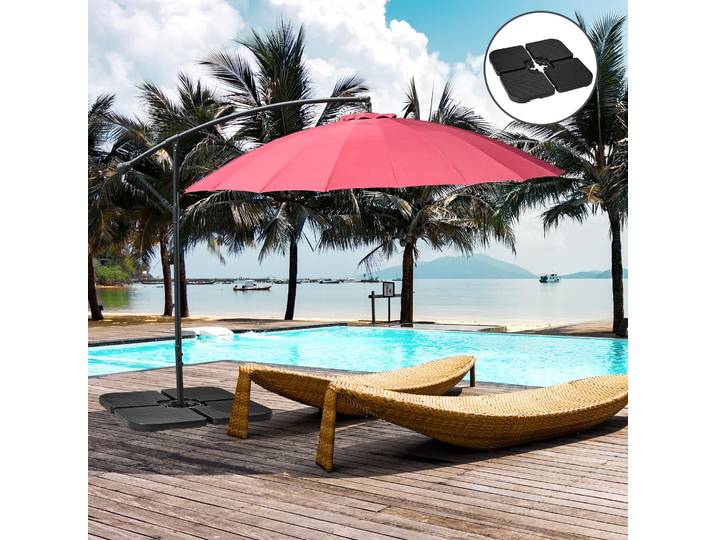 Outsunny Dalles Lestage Parasol Noir 60/80kg 4pcs