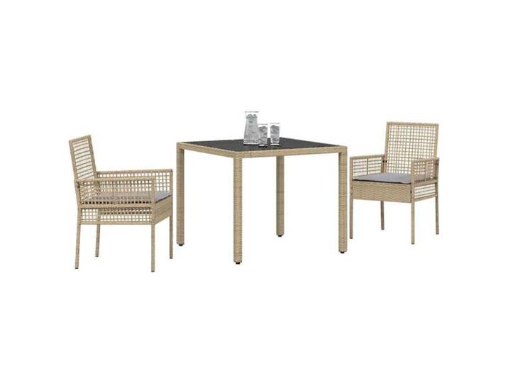 Elégance-Chic Ensemble de salle à manger pour jardin 3 pc - Beige - polyrotin - MEUBLE Terrasse & Bistrot_001854961
