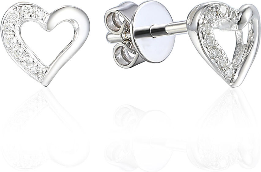 Lykken Elegance valkokultaiset sydän timanttikorvakorut 0.040 ct