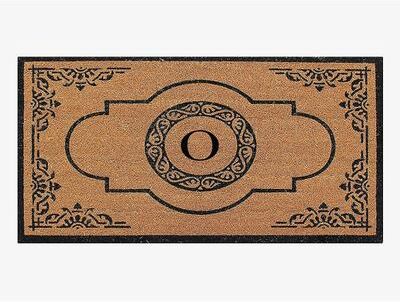 A1 Home Collections Natural Coir and PVC backing Monogram Doormat Outdoor Front Door Mat