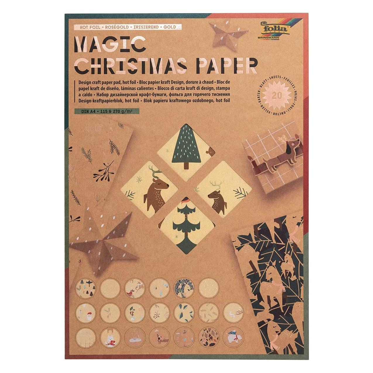 Folia Designpapier Magic Christmas A4, 115/270 g/m², 20 Blatt (115 g/m², 1x) (49898)