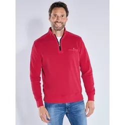 engbers Herren Sweatshirt strukturiert Rot regular gestreift Zipper - XXL