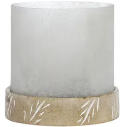 Chic Antique Windlicht mit Mangoholz, H11/D12 cm