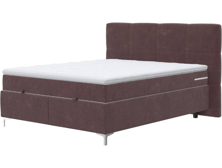Boxbett, Polyester, Braun, 185×211 cm, Inkl. Bettkasten, Mit Taschen-Federkernmatratze, Cotta