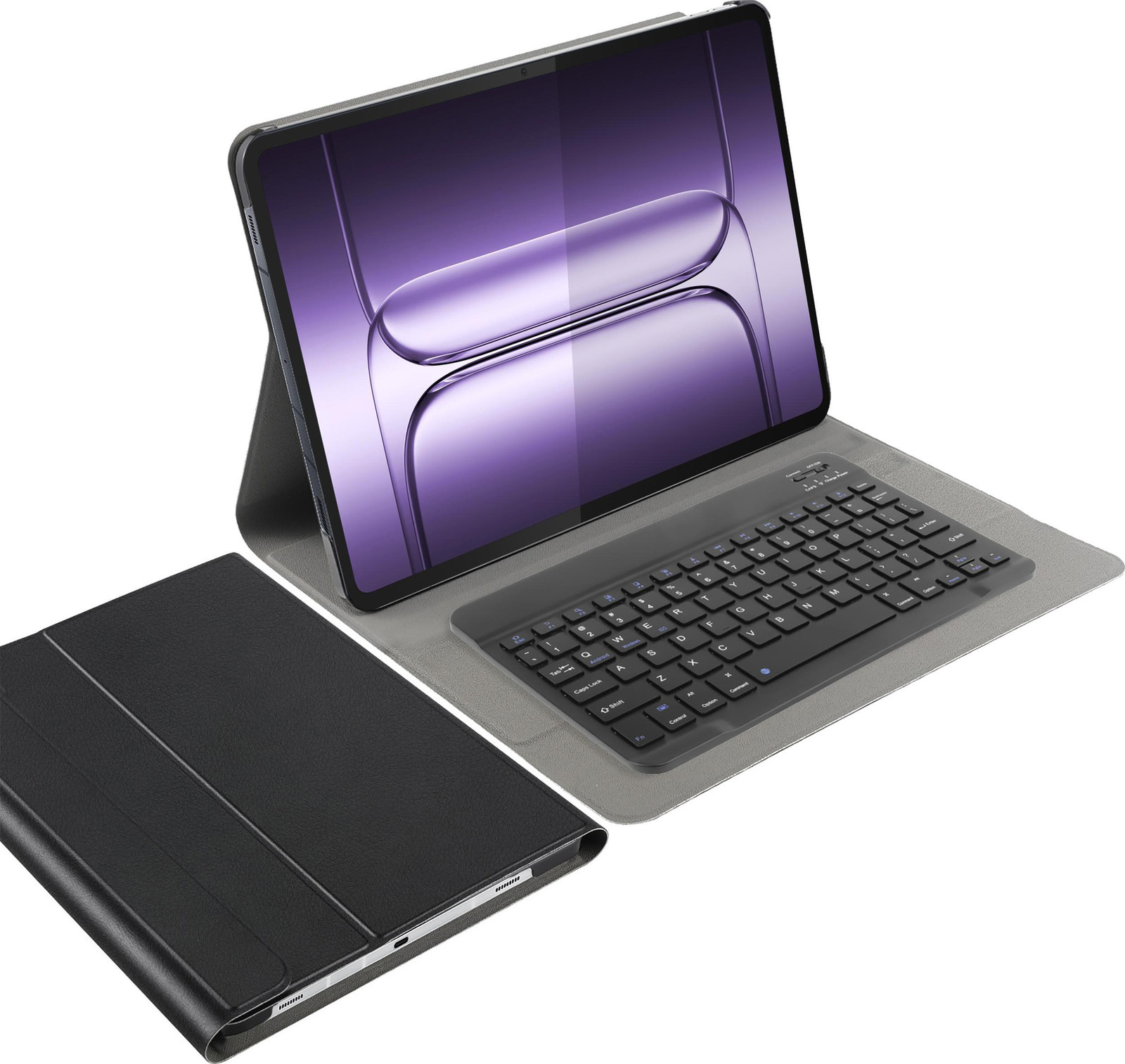 Just in case Tablet Hoes met Toetsenbord voor OnePlus Pad 3 - QWERTY Bluetooth Keyboard Case - Zwart