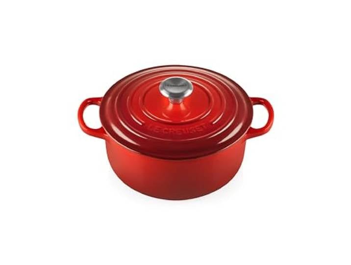 Le Creuset Signature Enamelled Cast Iron Round Casserole Dish With Lid\, 20 cm\, 2.4 Litre\, Cerise\, 21177200602430