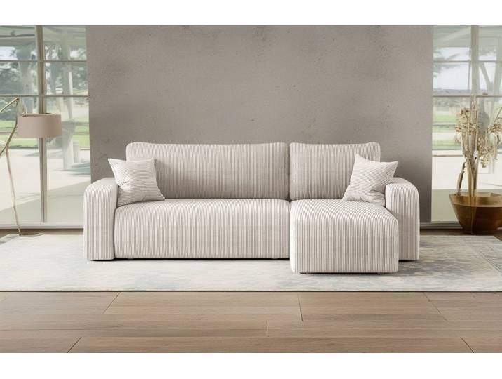 Kaiser Möbel Ecksofa mit schlaffunktion und bettkasten, MILANO L stoff Poso und Quelle, Bettkasten, Schlaffunktion, praktisch, funktionell