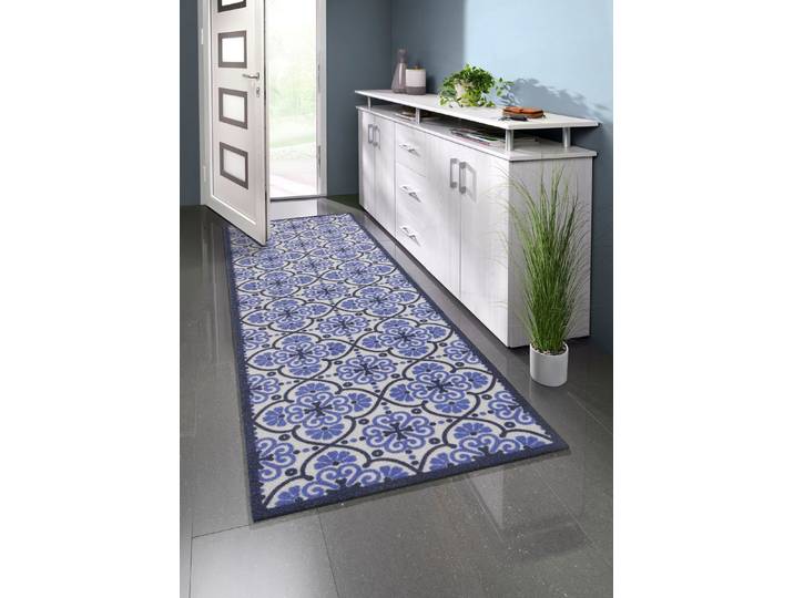 Fußmatte mit rutschhemmender Latex-Rückseite, Blau, Größe 103 (45x145 cm)