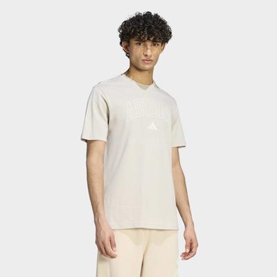 T-Shirt ADIDAS SPORTSWEAR "COLLEGIATE LINEAGE GRAFIK", Herren, Gr. S, wonder aluminium, Obermaterial: 100% Baumwolle, normal, Rundhals, Shirts T-Shirt