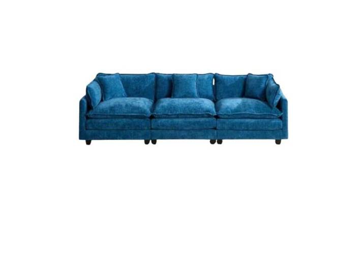 Canapé Cloud 3 place – Tissu chenille respirant – Bleu – Design moderne