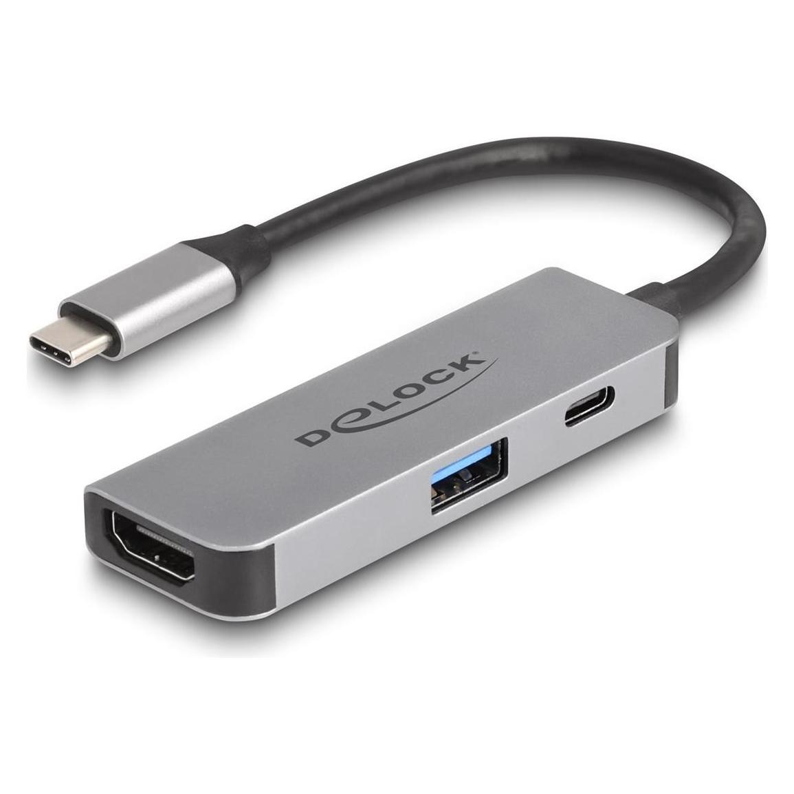 Delock USB Type-C Adapter zu HDMI 4K 60 Hz mit USB Typ-A und (HDMI) (61063)