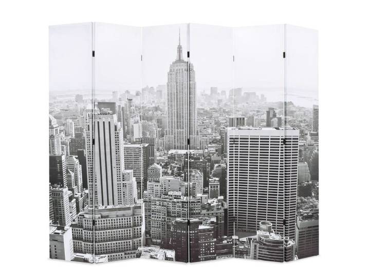 vidaXL Raumteiler Raumteiler klappbar 228 x 170 cm New York bei Tag Schwarz-Weiß, 1-tlg., Raumteiler klappbar 228x170cm New York bei Tag Schwarz Weiß Paravent