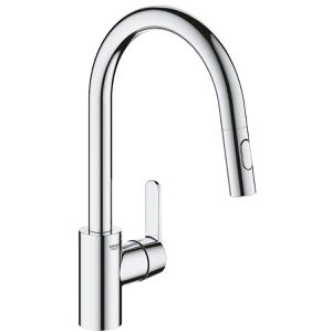 GROHE Küchenarmatur Get 31484001, chrom, Hochdruck, 360° schwenkbar, ausziehbarer Auslauf