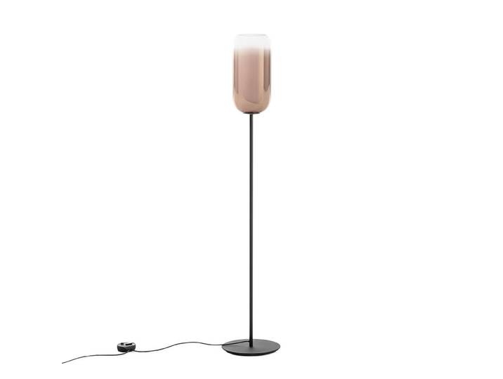 ARTEMIDE lampadaire GOPLE (Cuivre PVD, structure noire - Aluminium et verre soufflé)