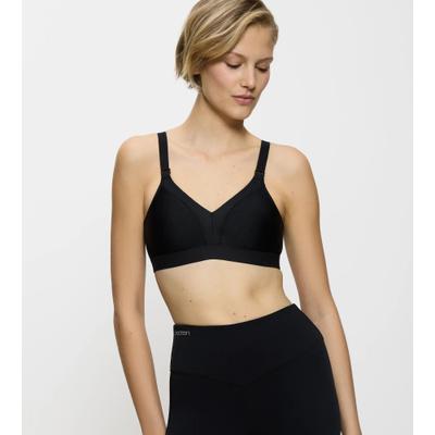 Sport-BH TRIACTION BY TRIUMPH "Triaction Wellness N", Damen, Gr. 75, Cup F, schwarz, Single Jersey, Obermaterial: 77% Polyamid, 23% Elasthan (LYCRA), BHs Sport-BH BH, atmungsaktiv und hoher Support