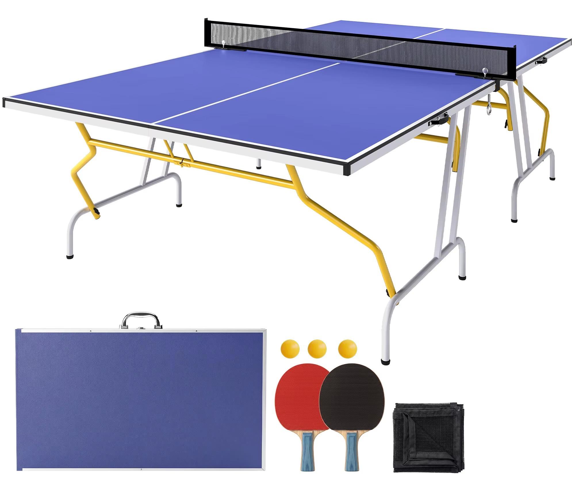 Tischtennistisch - Klappbar - In vier Teile faltbar - Inklusive 3 Bälle - Blau