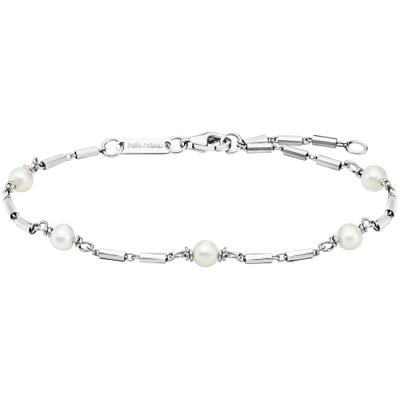 Armband JULIE JULSEN "925/- Sterling Silber rhodiniert Süßwasserperlen", weiß, Armbänder, Damen, 19cm, Silber 925 (Sterlingsilber), glänzend, Armband