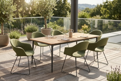 Mesem GartenmĂ¶bel-Set Luna-Sister Su-2, 6 Sessel, 1 Tisch 220x95cm