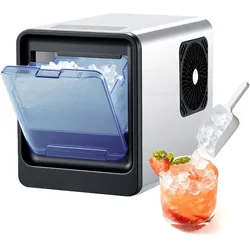 VEVOR Tisch-Eiswürfelmaschine 15 kg pro Tag, Selbstreinigender & Tragbarer Eiswürfelbereiter mit Schaufel & Eiswürfelschublade, Eiswürfelmaschine für Kaueis für Zuhause Küche Büro Bar Partys