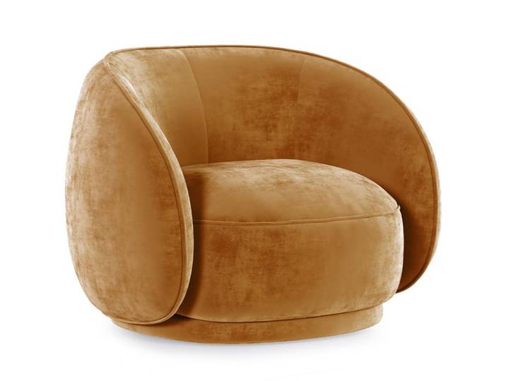Fauteuil courbe tapissé en velours - Fauteuil - William Moutarde