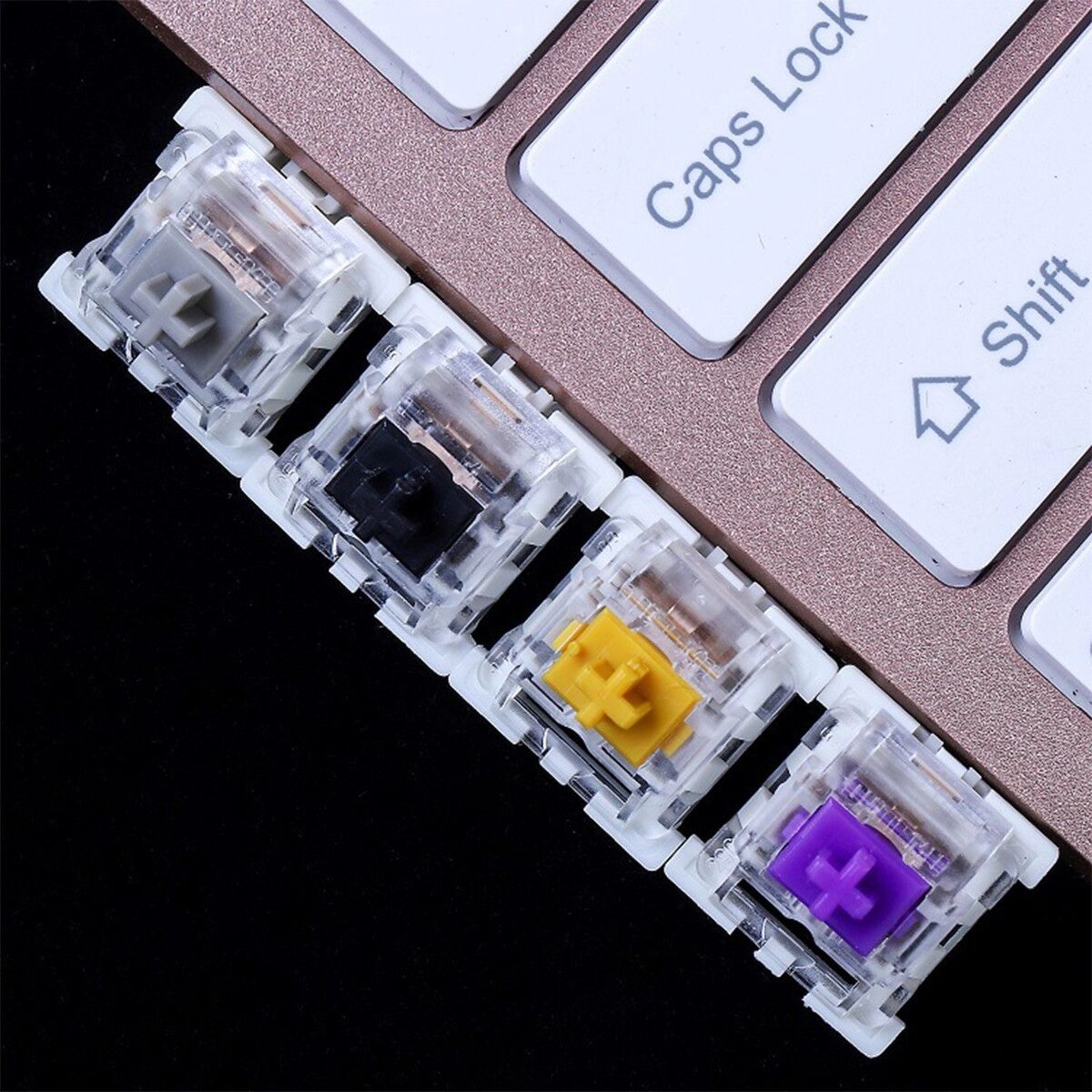 INF Interrupteurs mécaniques tactiles bruns silencieux échange à chaud (lot de 10) - Transparent Rouge, boîtier ABS + tige POM,