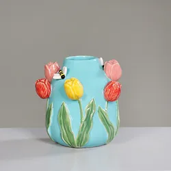Vase (H 21 cm) - blau - H 21 cm