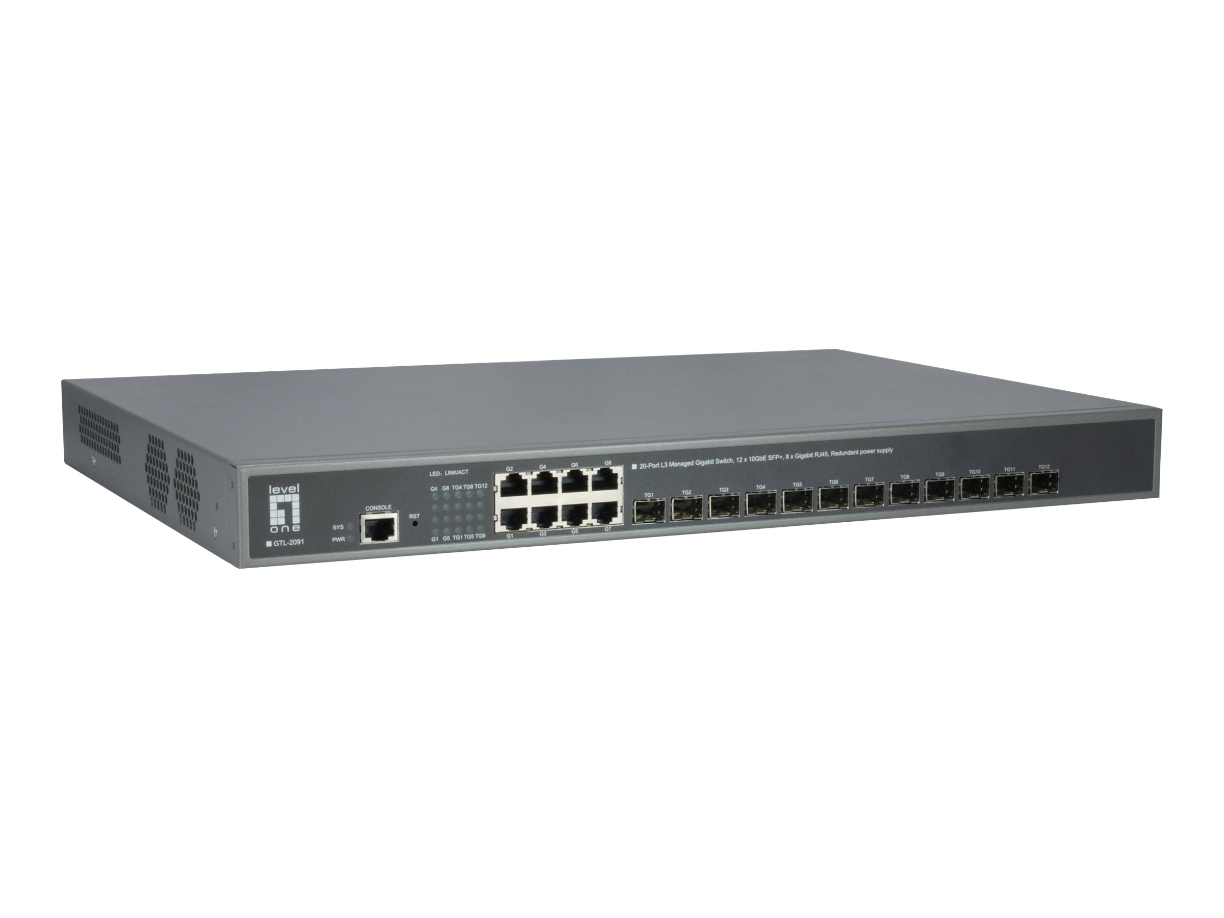 LevelOne GTL-2091, Managed, L3, Gigabit Ethernet (10/100/1000), Vollduplex, Rack-Einbau
