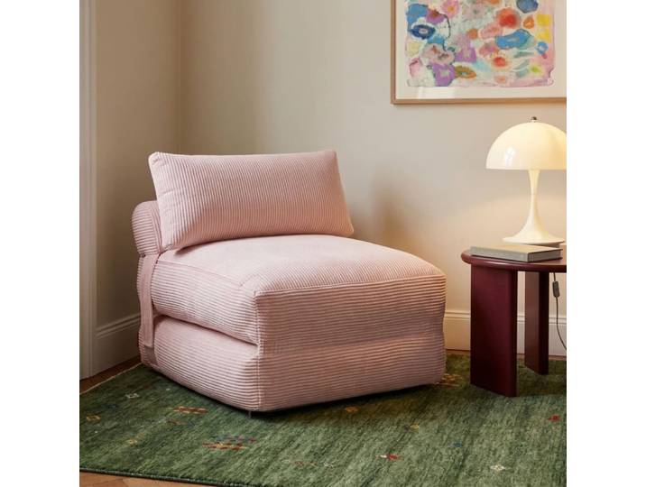 Fauteuil convertible compressé en mousse 1 place velours côtelé