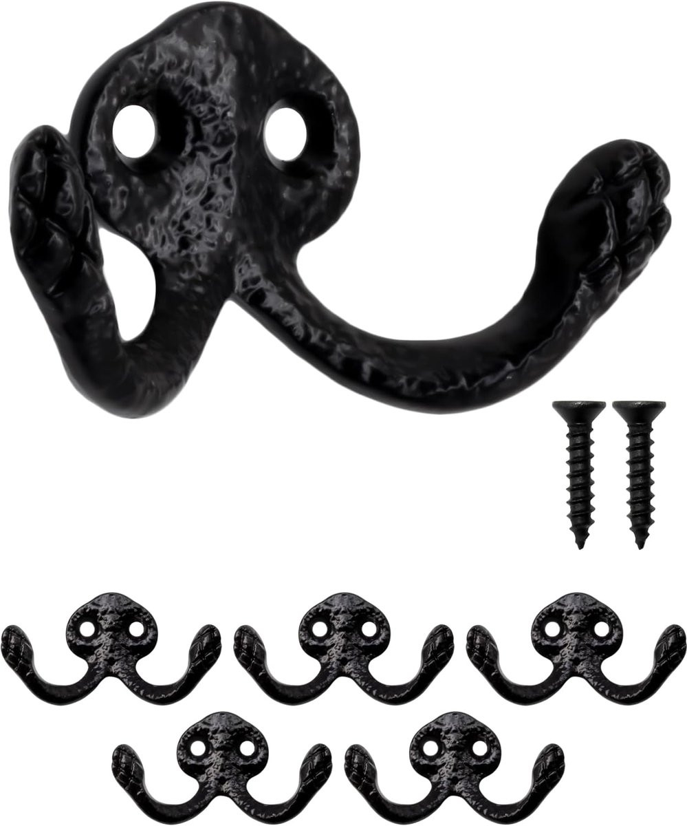 Set van 5 rustieke gietijzeren decoratieve haken van ShopVlot