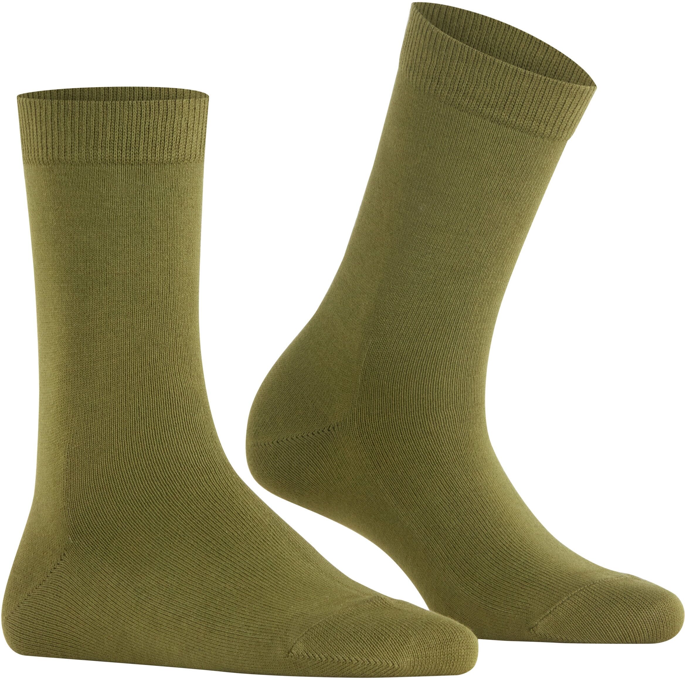 Socken FALKE "Family", Damen, Gr. 35-38, grün (grassgrün (7438)), Obermaterial: 92% Baumwolle CO. 7% Polyamid PA. 1% Elasthan EL., glatt, Socken Socken