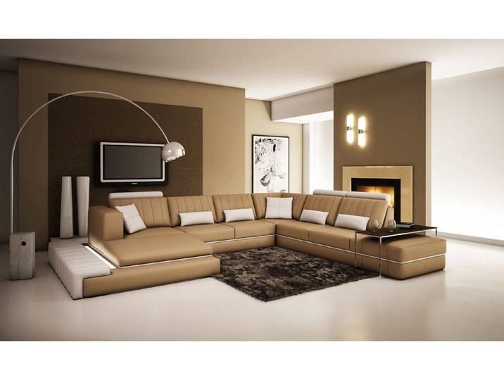 Xlmoebel Wohnlandschaft Elegantes Ledersofa in U-Form für modernes Wohnen, Wohnlandschaft 1 Teile, Hergestellt in Europa