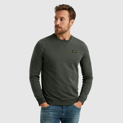 Sweatshirt PME LEGEND "Airstrip", Herren, Gr. M, grau (beluga), Sweatware, Obermaterial: 100% Baumwolle, unifarben, regular fit normal, Rundhals, Rippbündchen, Sweatshirts Sweatshirt, mit Logo Stickerei
