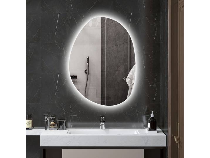 HOMCOM Miroir LED Salle de Bain Verre Trempé 80x60 cm Argent