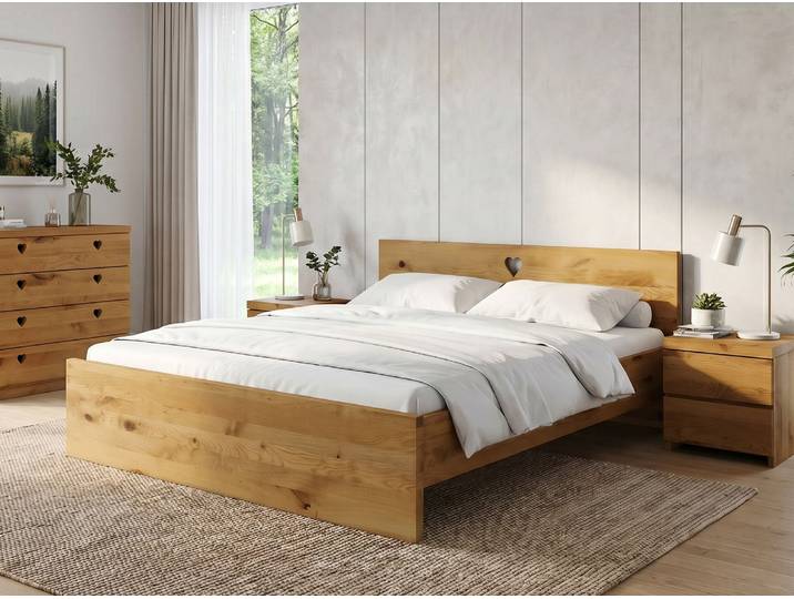 Bett „Raphaela“ Wildeiche 160 x 220 cm Massivholz Wildeiche