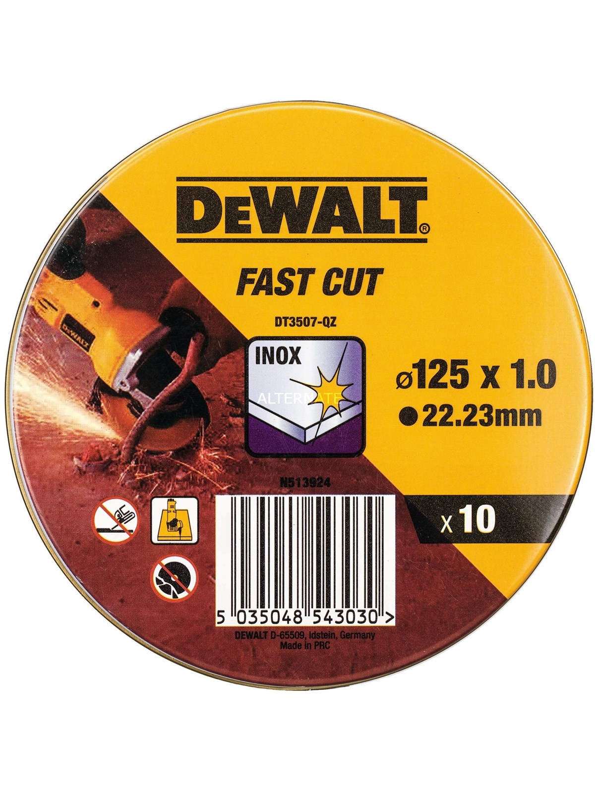 Dewalt 125mm x 1mm Cutting Disc 10/TIN (10 TIN Display)