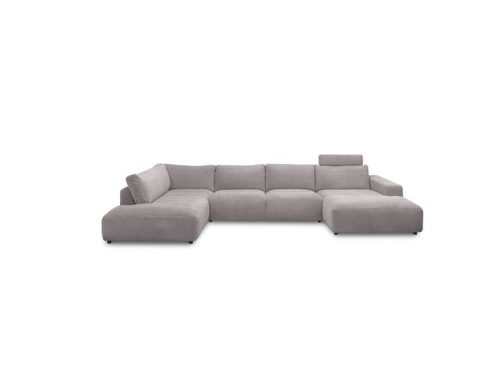 Musterring Lucia Wohnlandschaft mit Bezug in Cord und optionaler Kopfstütze - Cord grey - inkl. Kopfstütze - rechts Modern, Zeitlos