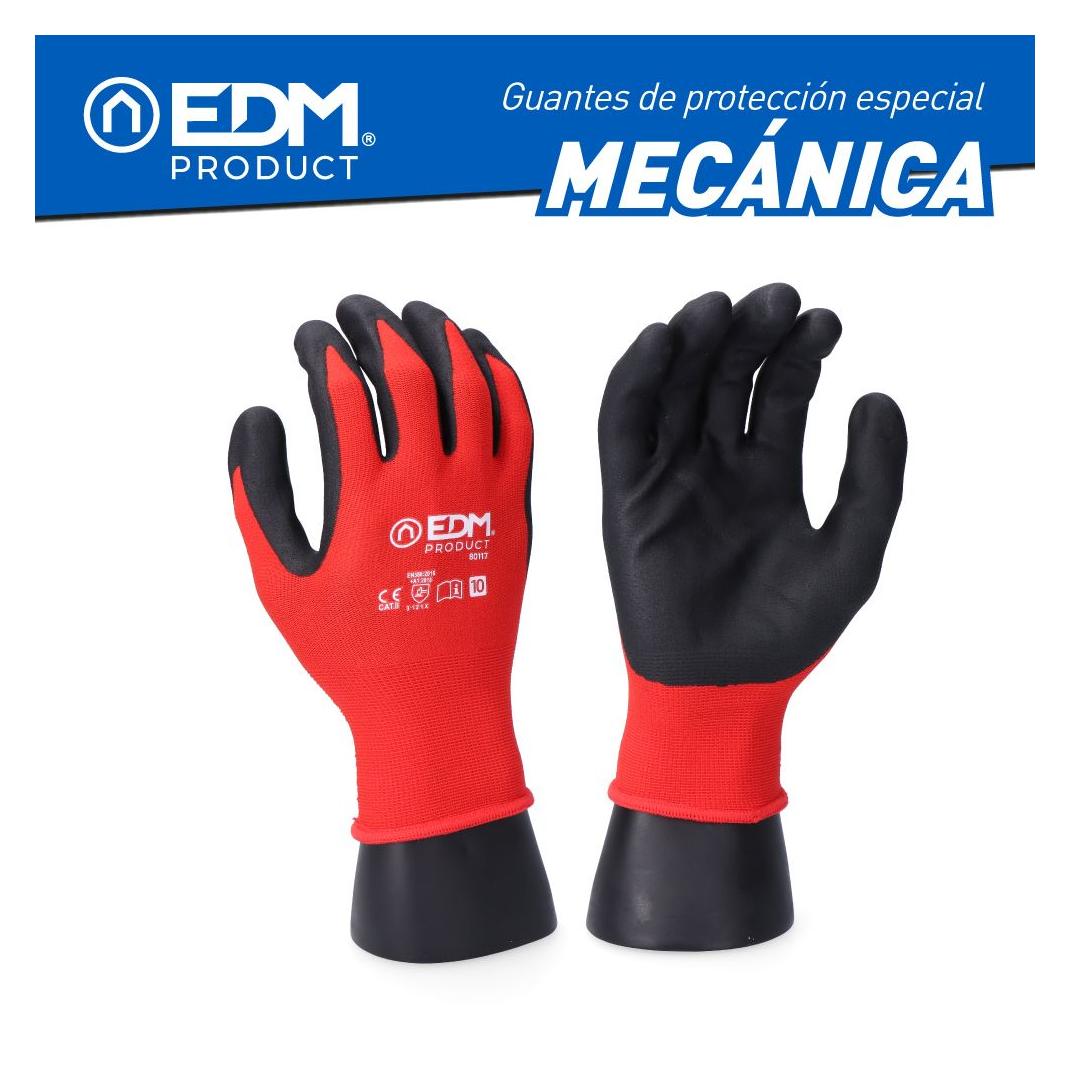 EDM Nylon/Lycra-Handschuh mit Nitrilschaum-Handfläche für Mechaniker, s-08 (8) (32685351)