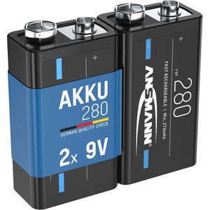 Ansmann Akku 9V, 280 mAh, E-Block, NiMH, 2 Stück