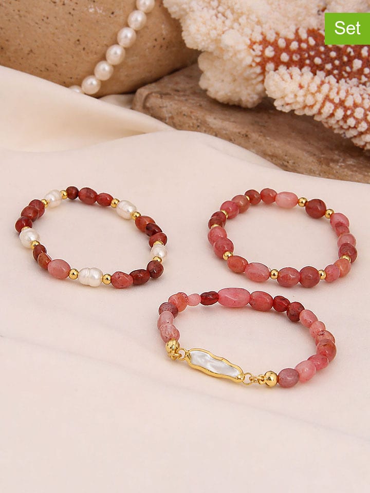 Pierres delicates 3er-Set: Armbänder mit Edelsteinen - onesize