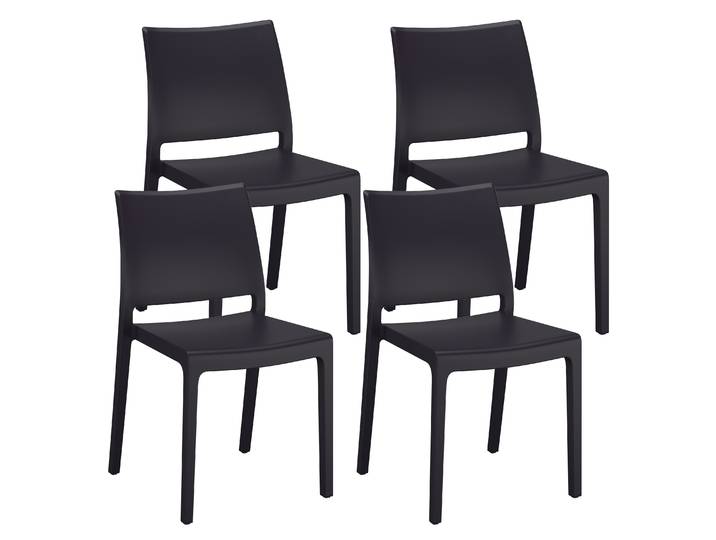 Esszimmerstuhl Gartenstuhl LORA 4er Set schwarz
