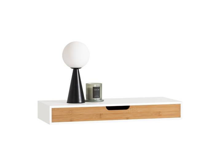 WANDREGAL mit Schublade Bambus Weiß-Natur 60x24x8cm