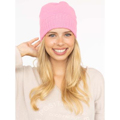 Strickmütze ZWILLINGSHERZ, Damen, pink (bubblegum), Strick, Kaschmir, Mützen Strickmütze, Feinstrick, breiter geripptem Umschlag