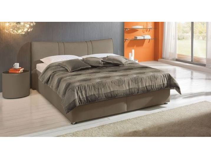 Polsterbett Venetien Kunstleder mit Bettkasten 120x200 cm Taupe klassischer Stil