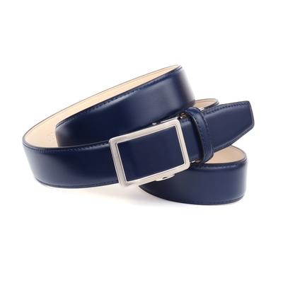 Ledergürtel ANTHONI CROWN, Herren, Gr. 95, blau, Rindsleder, Gürtel Ledergürtel, aus Rindsleder, mit glatter Oberfläche, ohne Löcher im Leder